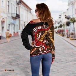 Custom Personalised Aboriginal Art Lizard Off Shoulder Sweater You Are Number One