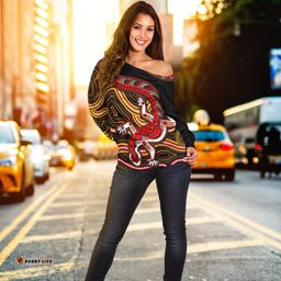 Custom Personalised Aboriginal Art Lizard Off Shoulder Sweater You Are Number One