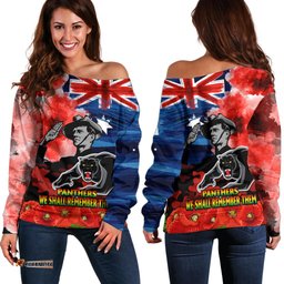 ANZAC Panthers Rugby Off Shoulder Sweater We Shall Remember 07