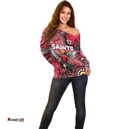 Personalised NAIDOC Week 2024 St Kilda Saints Off Shoulder Sweater Australian Aboriginal Hand Painting