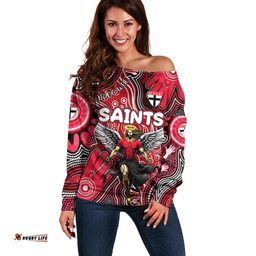 Personalised NAIDOC Week 2024 St Kilda Saints Off Shoulder Sweater Australian Aboriginal Hand Painting