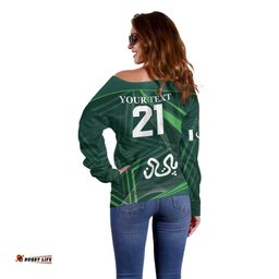 Custom Pakistan Cricket Off Shoulder Sweater Go Shaheens Sporty Version