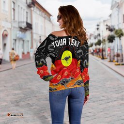 Custom Personalised Aboriginal Flag Off Shoulder Sweater Map Aussie