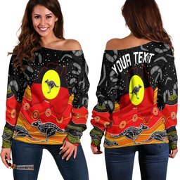 Custom Personalised Aboriginal Flag Off Shoulder Sweater Map Aussie