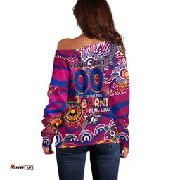 Custom NAIDOC Week 2024 Lions Off Shoulder Sweater Aboriginal Animals Keep The Fire Burning