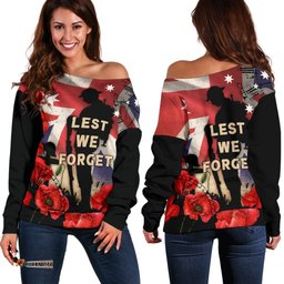 Anzac Women's Off Shoulder Sweater A Day We Will Never Forget