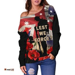 Anzac Women's Off Shoulder Sweater A Day We Will Never Forget