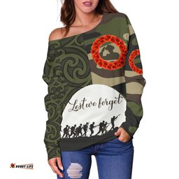 Anzac Maori Women Off Shoulder Sweater Camo Lest For Get