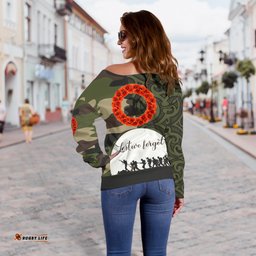 Anzac Maori Women Off Shoulder Sweater Camo Lest For Get