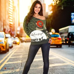 Anzac Maori Women Off Shoulder Sweater Camo Lest For Get
