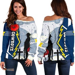 Cowboys Women Off Shoulder Sweater North Aboriginal Anzac Day