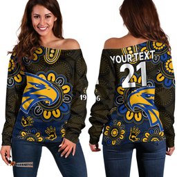 Custom Personalised AFL West Coast Eagles 1986 Aboriginal Off Shoulder Sweater 02