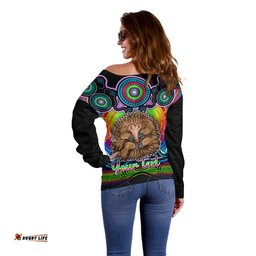 Personalised Australia Virgo Echidna Zodiac Off Shoulder Sweater Auz Astrology Aboriginal Rainbow