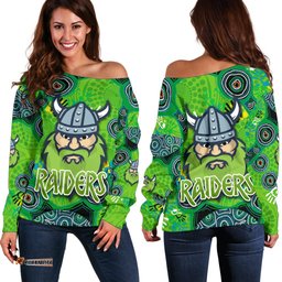 Canberra Women Off Shoulder Sweater Raiders Viking Indigenous