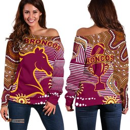 Broncos Super Off Shoulder Sweater Indigenous Brisbane
