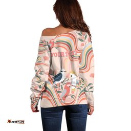 Personalised Australia Hippie Christmas Off Shoulder Sweater Cockatoo Kookaburra with Wattle Pink Peach Style