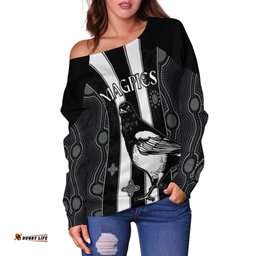 Magpies Indigenous Off Shoulder Sweater We are the Champions