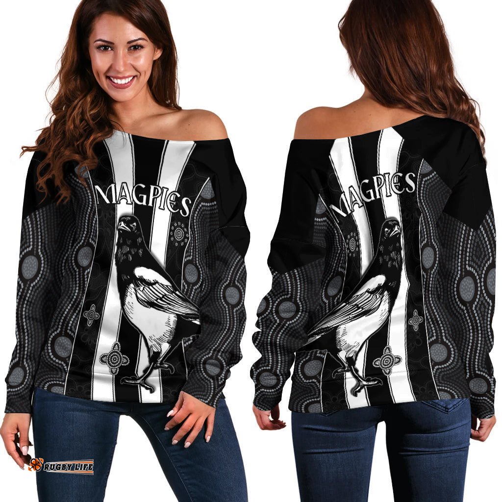 Magpies Indigenous Off Shoulder Sweater We are the Champions