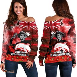 ANZAC Dolphins Rugby Off Shoulder Sweater We Shall Remember 05