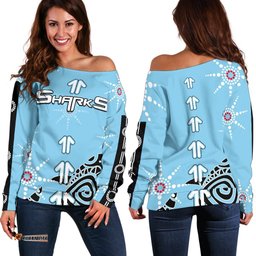 Sharks Women's Off Shoulder Sweater Sky Blue