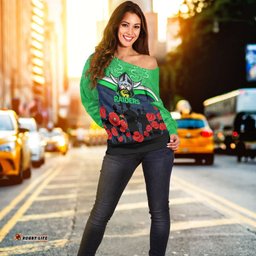 Canberra Raiders Anzac Day Women Off Shoulder Sweater Indigenous Art