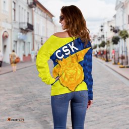 Chennai Super Kings Women Off Shoulder Sweater Cricket Sporty Style
