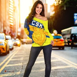 Chennai Super Kings Women Off Shoulder Sweater Cricket Sporty Style