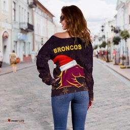 Brisbane Women Off Shoulder Sweater Broncos Christmas