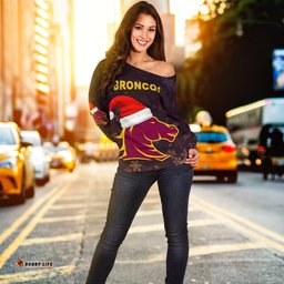 Brisbane Women Off Shoulder Sweater Broncos Christmas