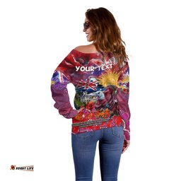 Personalised Australia Rugby Sea Eagles ANZAC Off Shoulder Sweater Manly Warringah Scratch Style