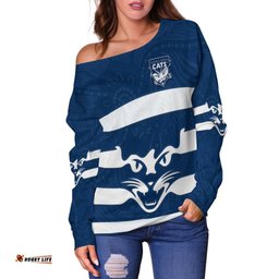 Cats Energetic Off Shoulder Sweater Indigenous