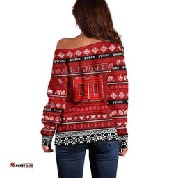Personalized Swans Football Xmas Off Shoulder Sweater Australia AFL Mascot