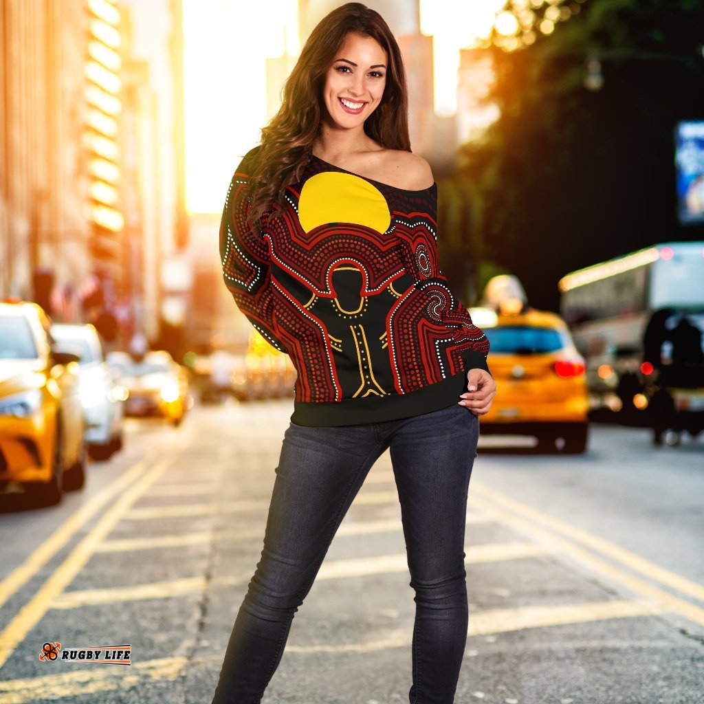 Aboriginal Women's Off Shoulder Sweater The Sun Always Shines