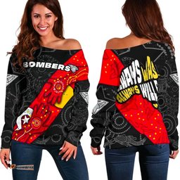 Bombers Naidoc Week Women's Off Shoulder Sweater Essendon Ingenious 04