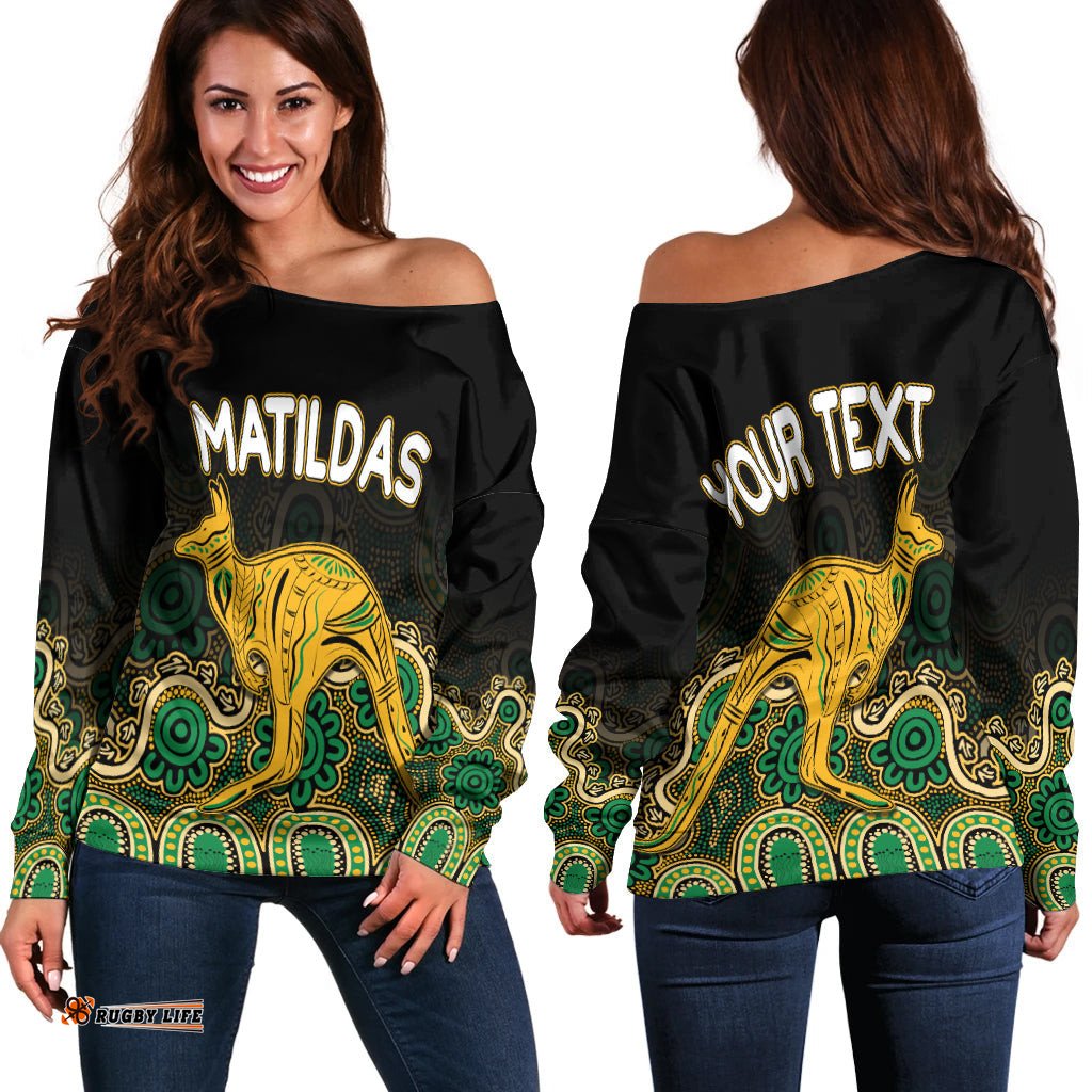 Australia Soccer Off Shoulder Sweater World Cup Matildas with Kangaroo