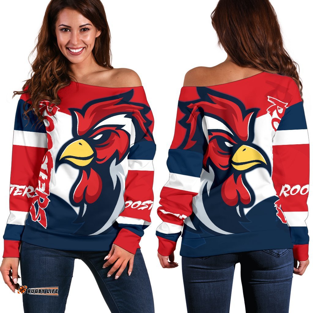 Australia Roosters Women's Off Shoulder Sweater Sydney
