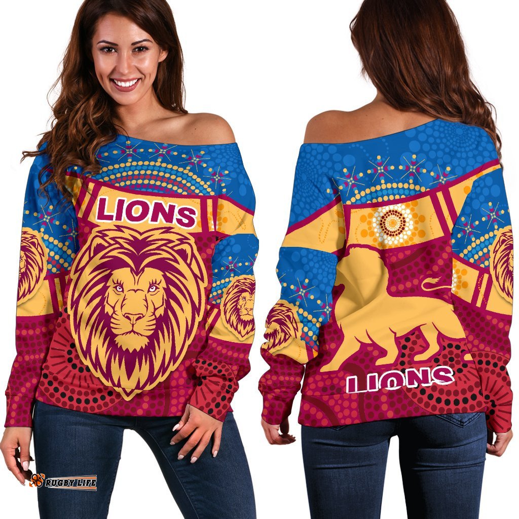 Brisbane Indigenous Off Shoulder Sweater Proud Lions