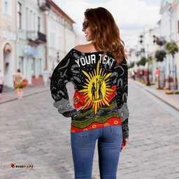 Custom Personalised Aboriginal Flag Off Shoulder Sweater Energetic Aussie