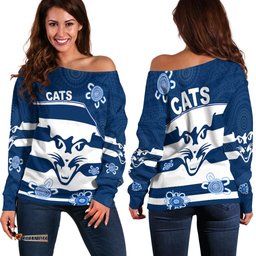 Cats Football Off Shoulder Sweater Geelong Indigenous