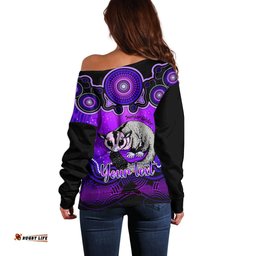 Personalised Australia Gemini Sugar Gilder Zodiac Off Shoulder Sweater Auz Astrology Aboriginal Purple