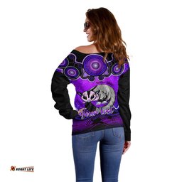 Personalised Australia Gemini Sugar Gilder Zodiac Off Shoulder Sweater Auz Astrology Aboriginal Purple