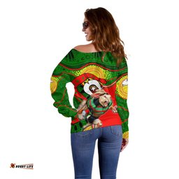 Rabbitohs Mascot NRL Off Shoulder Sweater NAIDOC