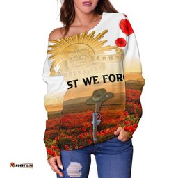Anzac Day Women's Off Shoulder Sweater We Will Remember Them 07