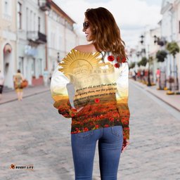 Anzac Day Women's Off Shoulder Sweater We Will Remember Them 07