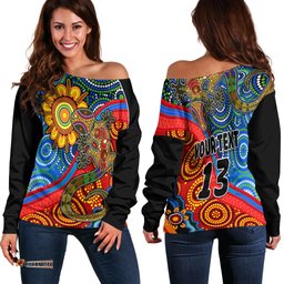 Custom Text and Number Australia Lizard and Sun Off Shoulder Sweater Aboriginal Art Speical