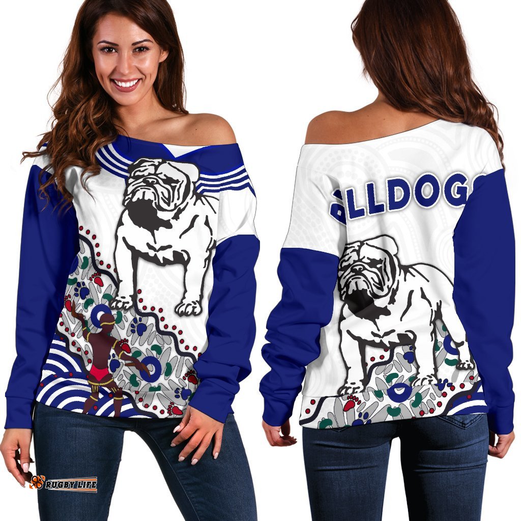 Bulldogs Women Off Shoulder Sweater Indigenous