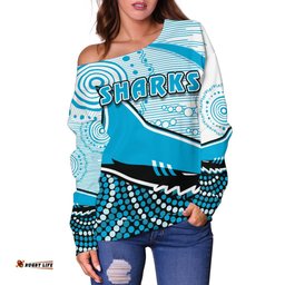Sharks Off Shoulder Sweater Cronulla Indigenous Unique