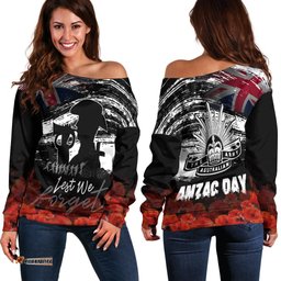 Anzac Day Women's Off Shoulder Sweater Remembrance Anzac