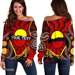 Custom Off Shoulder Sweater Australia Aboriginal Dots With Didgeridoo