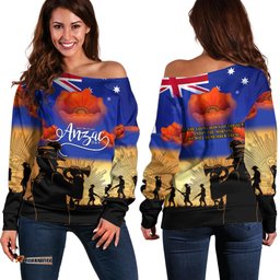 Aussie ANZAC Off Shoulder Sweater Australian Army Poppy Mix Flag 01